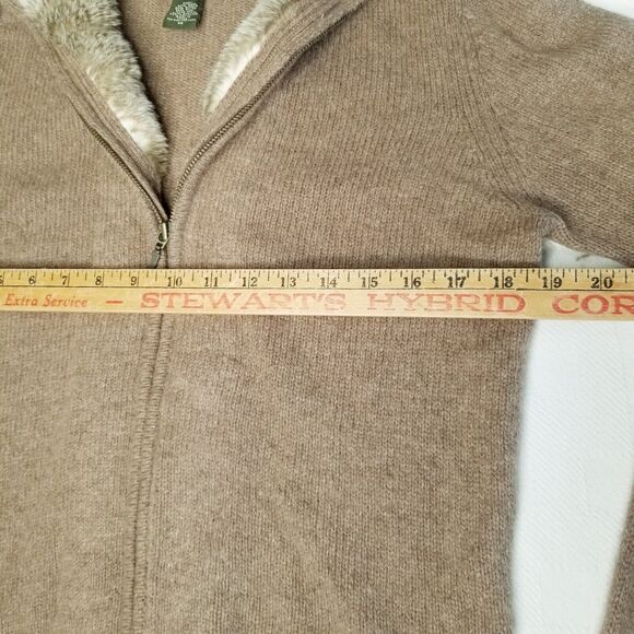 Eddie Bauer Women’s Medium Wool Alpaca Faux Fur Trimmed Full Zip Sweater Jacket - Picture 6 of 9